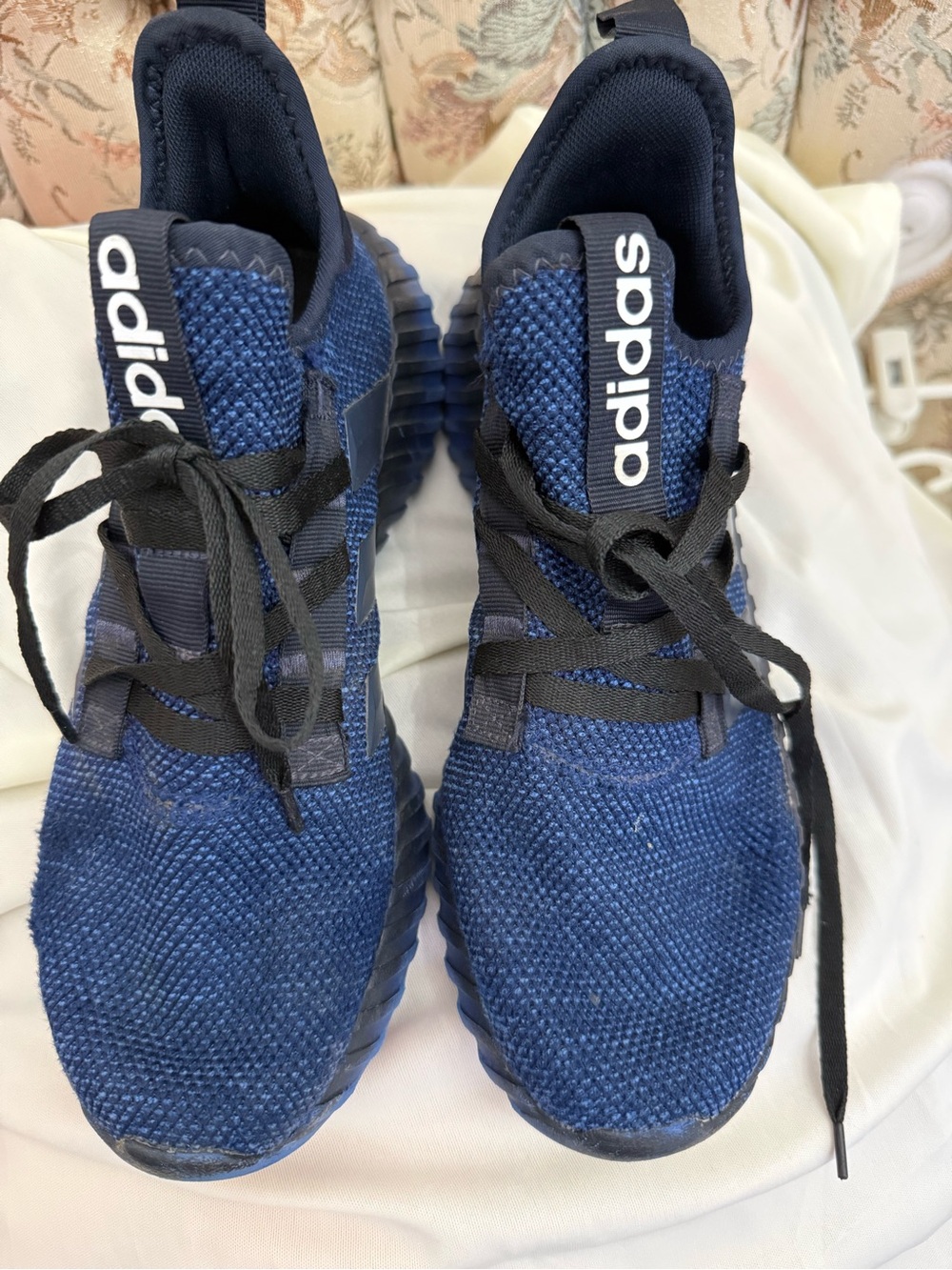 adidas Men's Navy Blue and Black Knit Athletic Sneakers